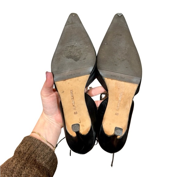 Manolo Blahnik Caracalla Pointy Toe Strappy Lace Up Heels Black Leather Sz:40 - Picture 7 of 9